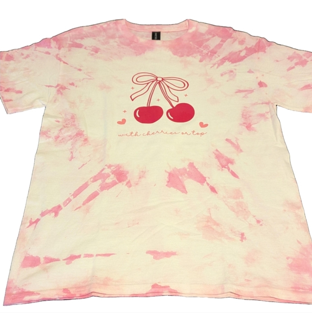 "With A Cherry On Top" Tie-Dyed Relaxed Fit T-Shirt Size Medium